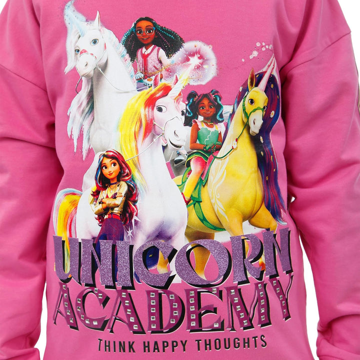 Einhorn Akademie Pullover | Einhorn Pullover Mädchen | Kinder Sweatshirt Mädchen 152 Rosa, 152 Rosa