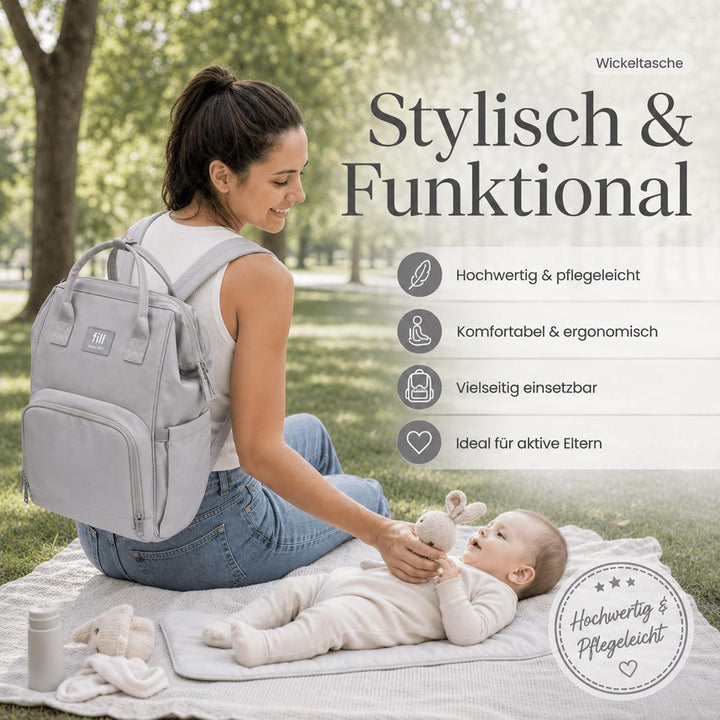 Fillikid Wickelrucksack Barcelona | Geräumiger & stylischer Rucksack mit vielen Fächern, isoliertem