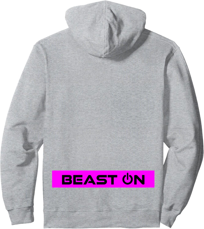 Beast ON Rücken Motiv Fitness Gym Motivation pinke Farbe Pullover Hoodie