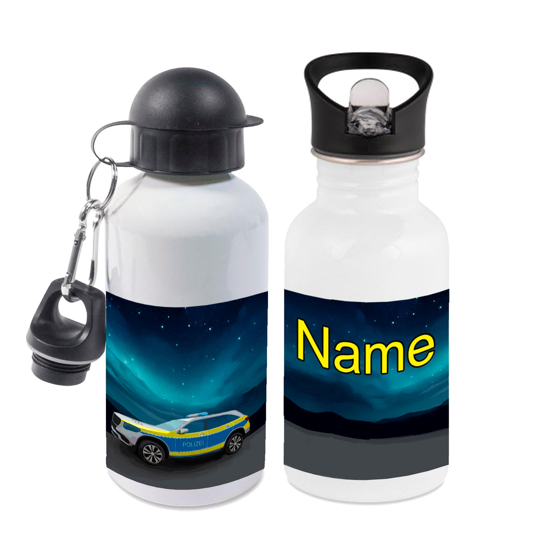 Trinkflasche mit Name/wahlweise 400ml, 500ml oder 600ml + Schriftwahl für Name + Edelstahl oder Alum