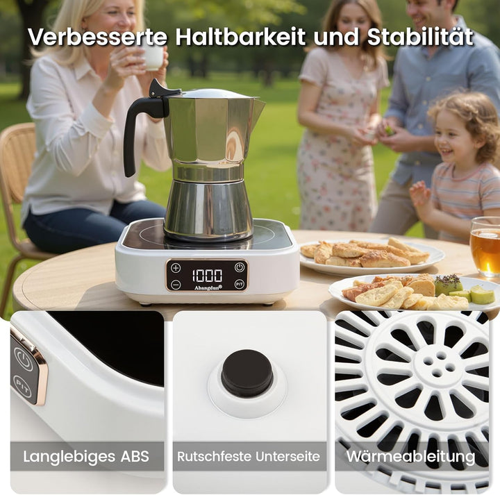 Mini Induktionskochplatte, 1000W Mini induktionskochfeld 1 Platte, Induktionsplatte mit 7 Leistungss