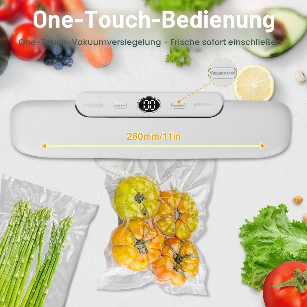 Profi Vakuumiergerät, Vakuumierer für Lebensmittel mit 30 Beuteln, Heiss- & Vakuumversiegelung, Plat