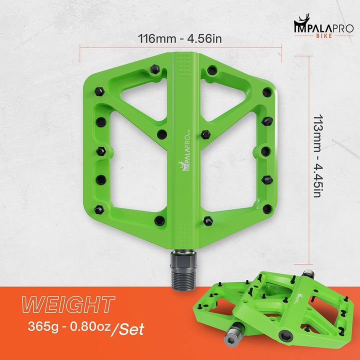 IMPALAPRO Fahrradpedale breite Nylonplattform (115 × 113 mm) Ultraleicht 180 g – Flat Pedale MTB Ren