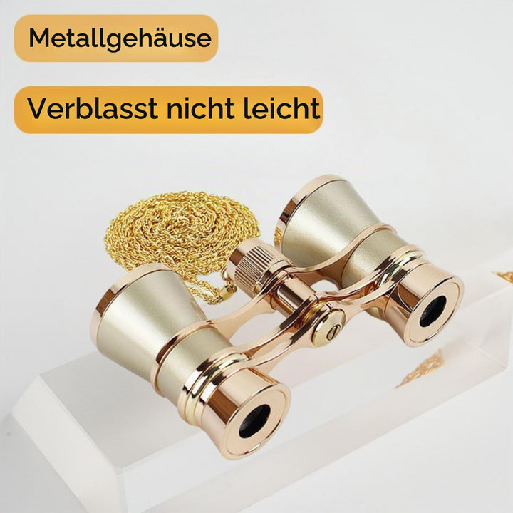 ANGEEK 3 x 25 Classic Foldable Opera Glasses Binoculars Metal Body with Chain Optical Lens Theater T