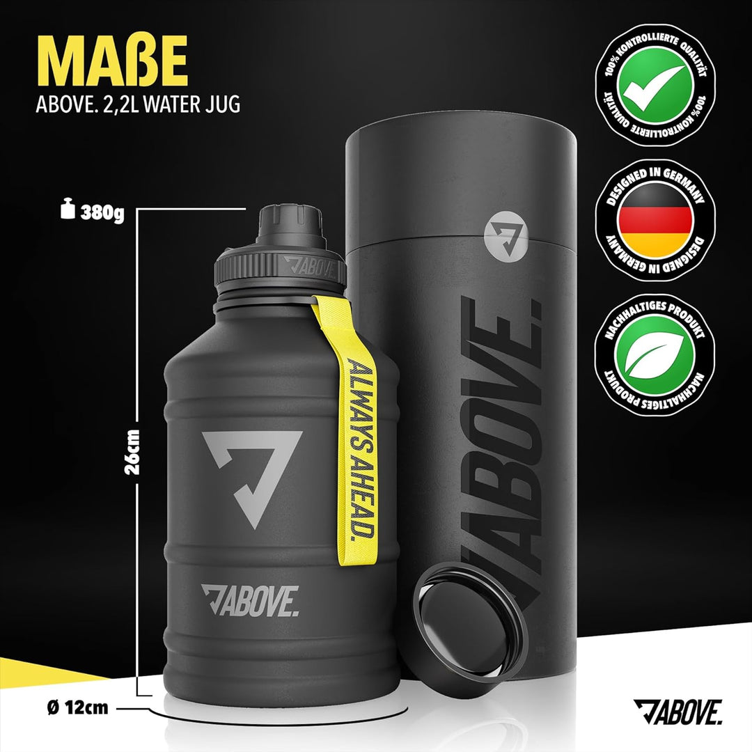 ABOVE. Trinkflasche Edelstahl 1.3L oder 2.2L I Gratis Klappverschluss I BPA-FREI Water Jug I Trinkfl