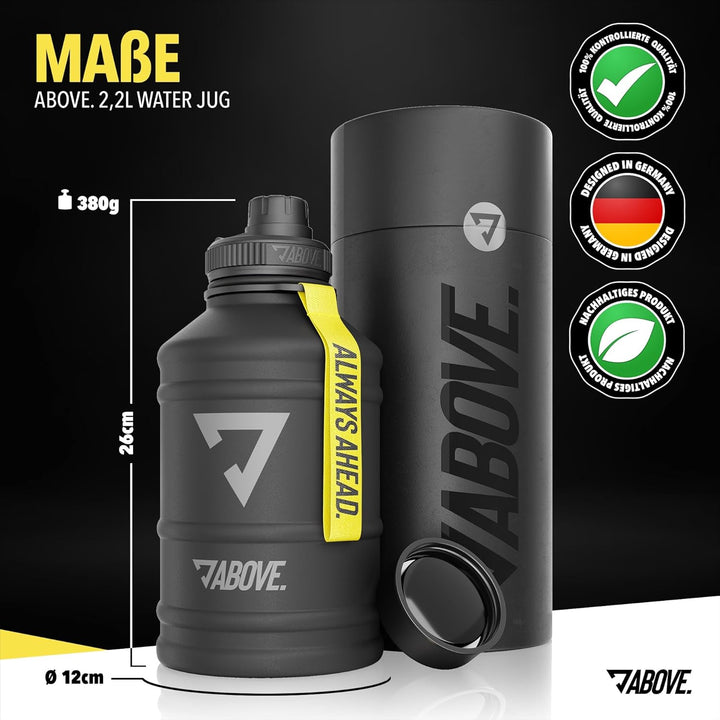 ABOVE. Trinkflasche Edelstahl 1.3L oder 2.2L I Gratis Klappverschluss I BPA-FREI Water Jug I Trinkfl