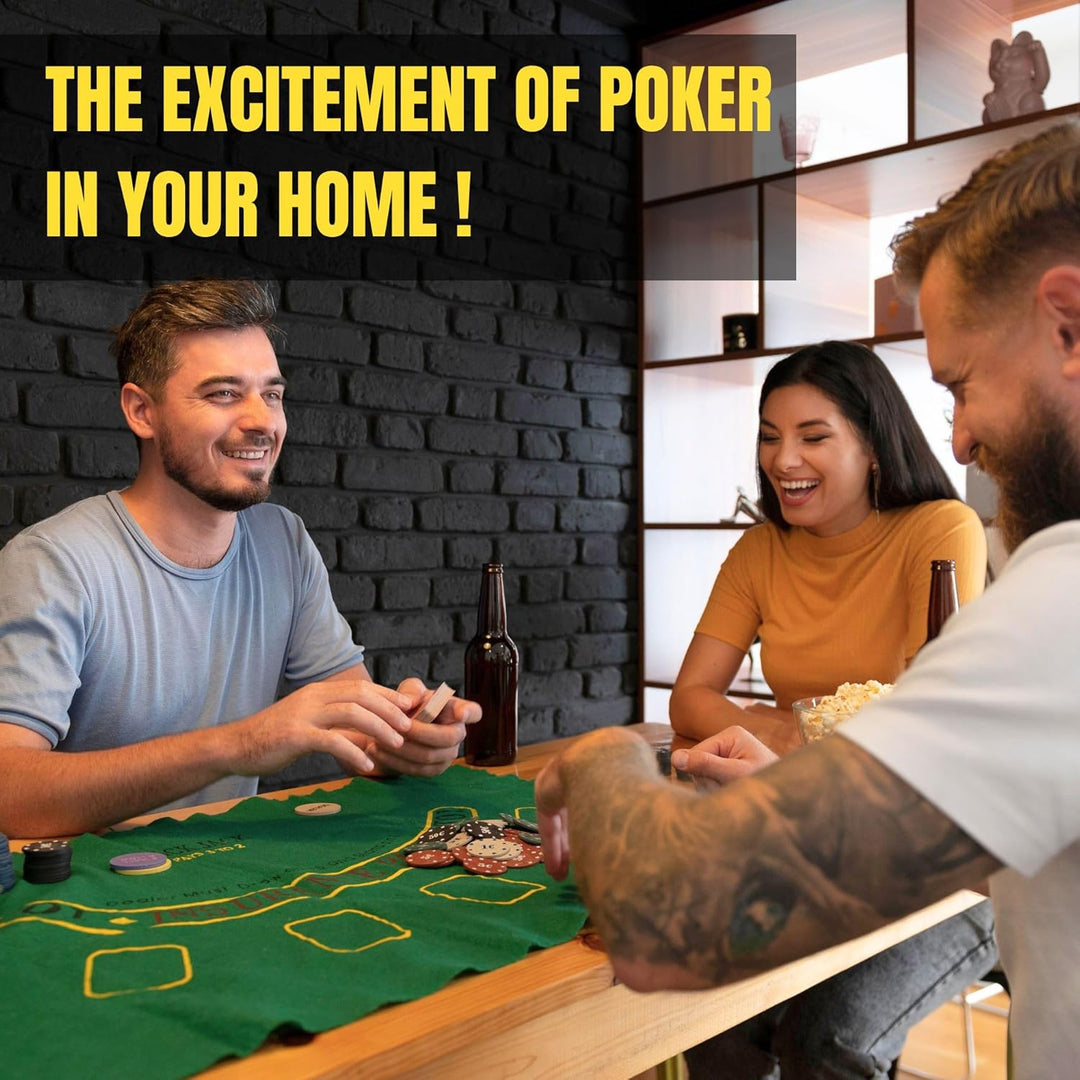MAGIC SELECT Poker Set Spiel. Poker Set Texas Hold 'Em mit 200 Chips, 2 Kartensätzen, Dealer-Button,