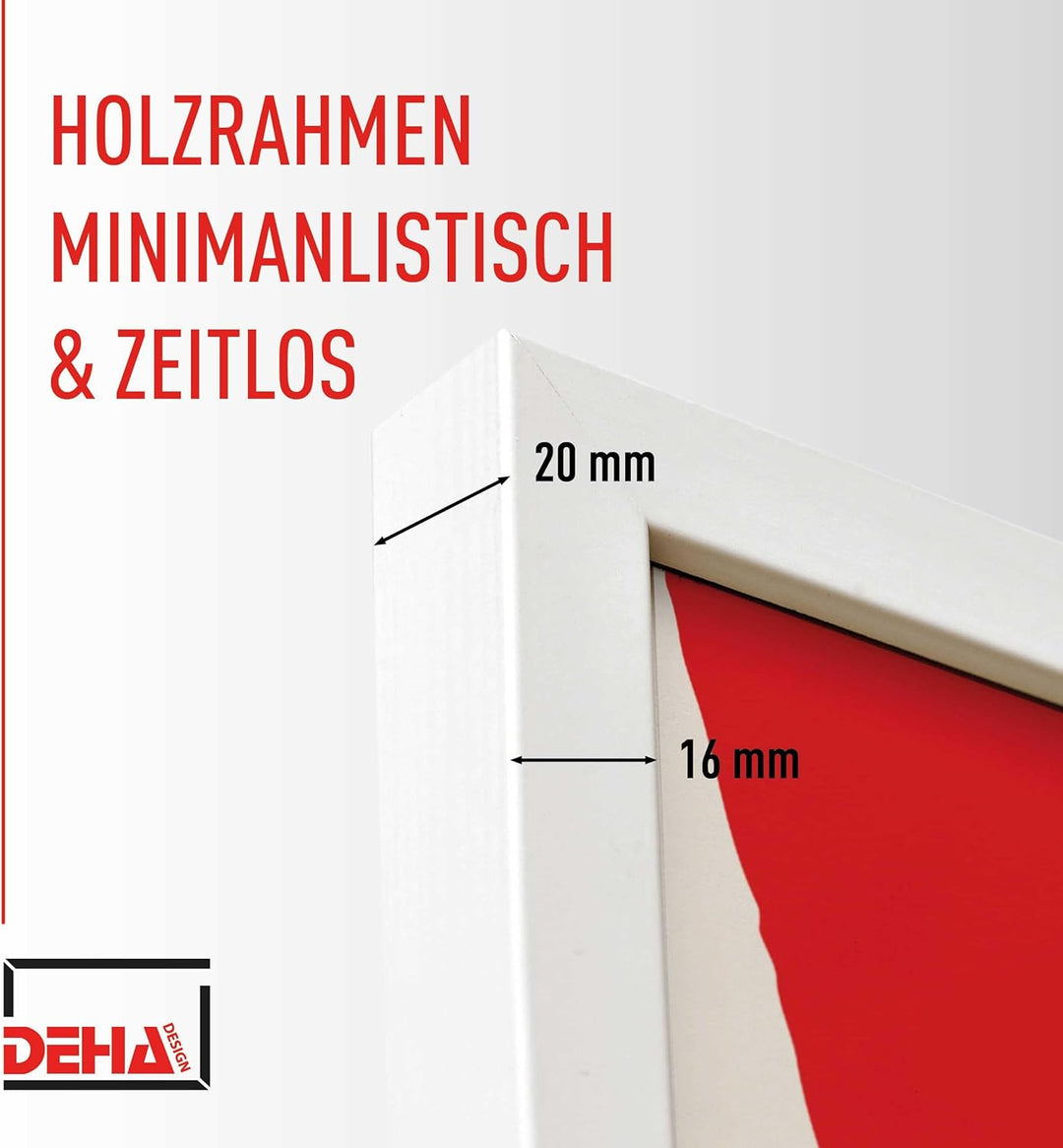 DEHA Design Bilderrahmen Fontana, 60x80 cm, Holz Weiss, bruchsicheres Acrylglas, für Poster und Bild