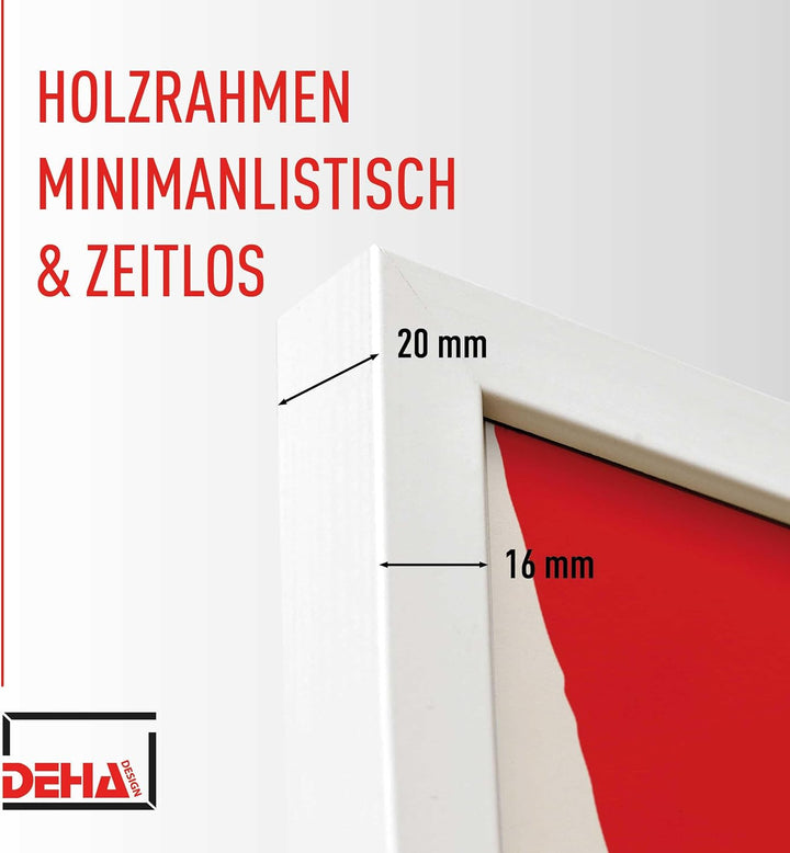DEHA Design Bilderrahmen Fontana, 50x70 cm, Holz Weiss, bruchsicheres Acrylglas, für Poster und Bild