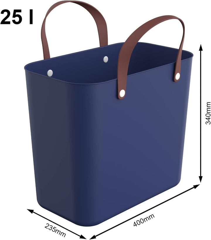 Rotho Albula 2er-Set Einkaufskorb, Kunststoff (PP recycelt), blau, 2 x 25l, (40 x 23,5 x 34 cm), 2,