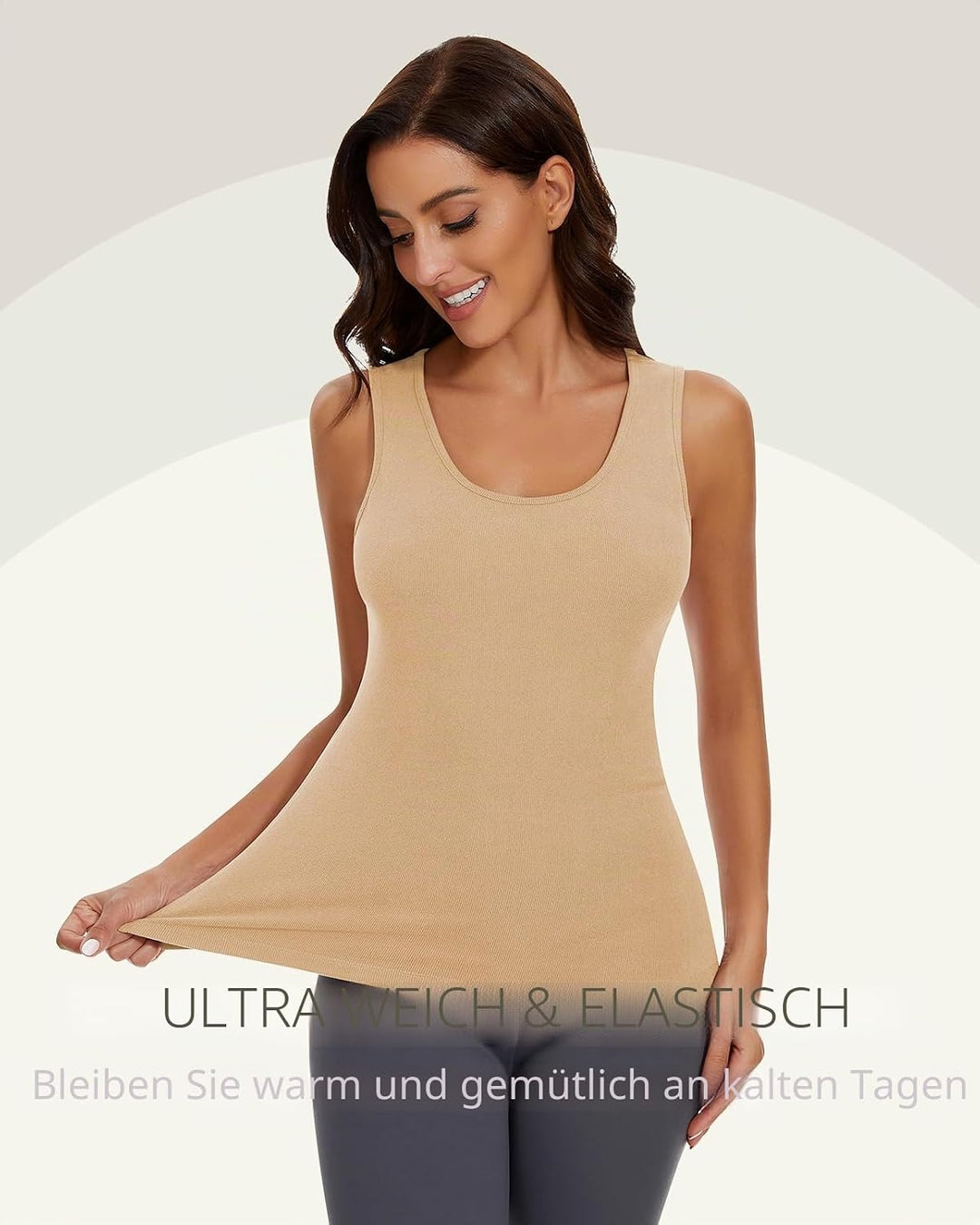 WOWENY Damen Thermo Unterhemd Warm Tank Top Fleece Untershirt Ärmellos Oberteil Thermounterwäsche Ba