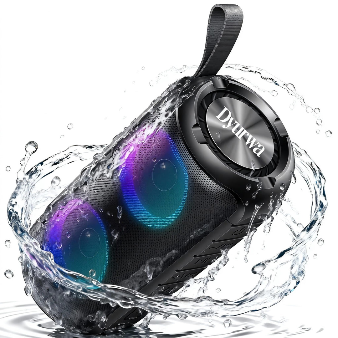 Bluetooth Lautsprecher mit Licht, 52mm Dual Musikbox Bluetooth Box Fantastischer Sound, 12H Outdoor