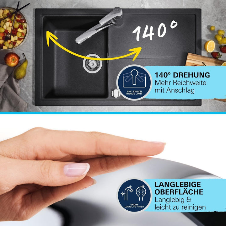 GROHE Start - Einhand-Spültischarmatur (DN 15, Schwenkbereich 140°, Einlochmontage), chrom, 30530002