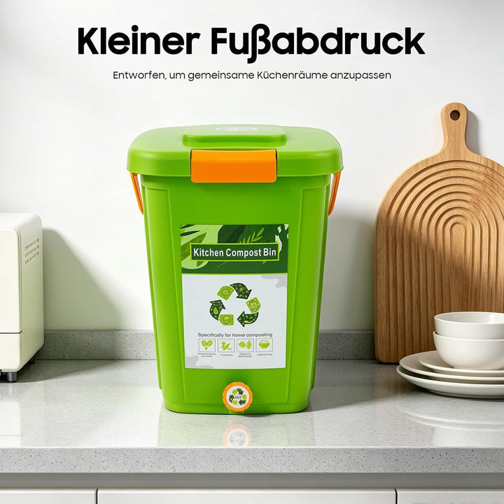 Biomülleimer Küche 10L/15L/20L, Bio-Eimer, Abfalleimer mit Doppeldeckel, Geruchsdichter Komposteimer