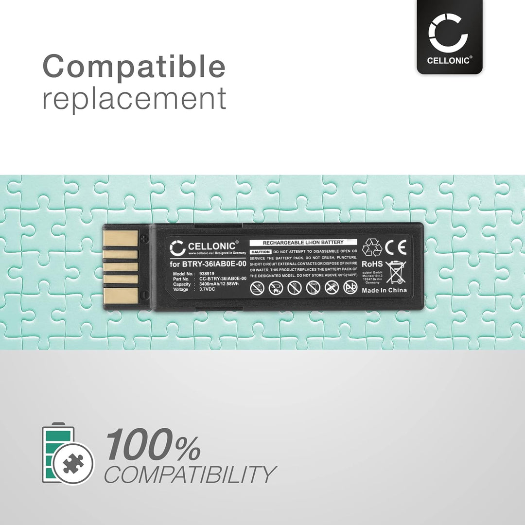 CELLONIC, Barcode-Scanner Akku kompatibel mit Zebra DS3678, LI3678, DS3600 (3400mAh, 3.7V)