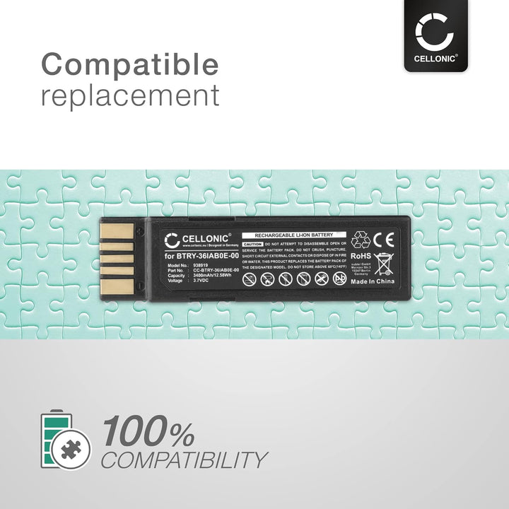 CELLONIC, Barcode-Scanner Akku kompatibel mit Zebra DS3678, LI3678, DS3600 (3400mAh, 3.7V)
