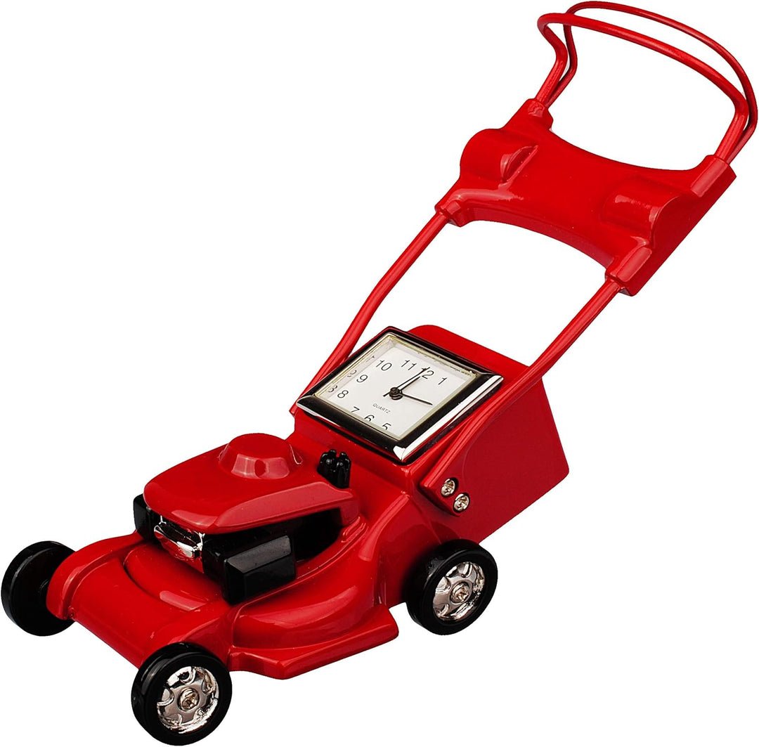 alles-meine.de GmbH kleine - Tischuhr/Miniatur - Uhr - Rasenmäher - aus Metall - 12 cm - batteriebet
