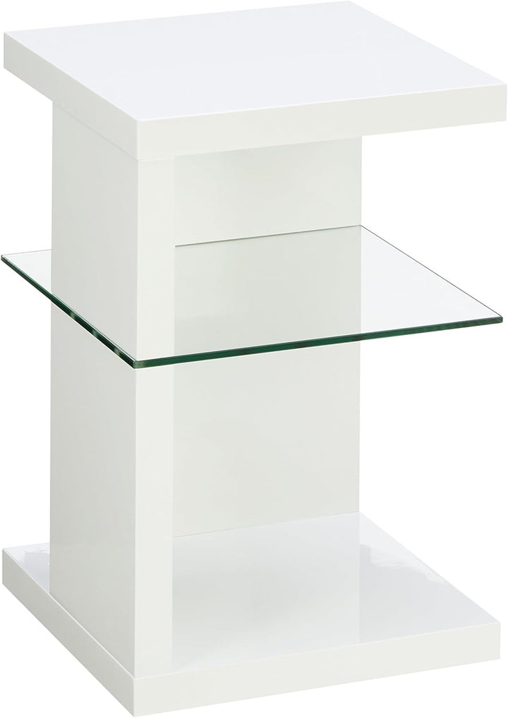 M2 Kollektion 516250 Beistelltisch / Nachttisch Domingo, Weiss Hochglanz, 40x40cm, Höhe 60cm, Weiss