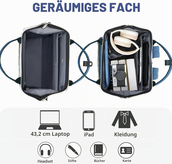 EMPSIGN Laptop Rucksack Damen 17.3 Zoll, Wasserfest Mädchen, Elegante Arbeitstasche Lehrertasche, Re