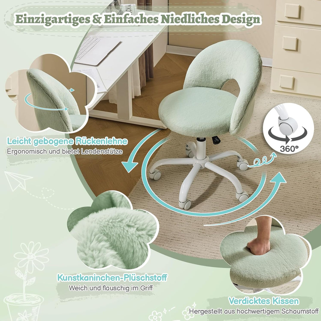 Bonnlo Homeoffice Stuhl, Schreibtischstuhl, Schminktisch Stuhl, Bürostuhl ohne Armlehnen, Drehstuhl