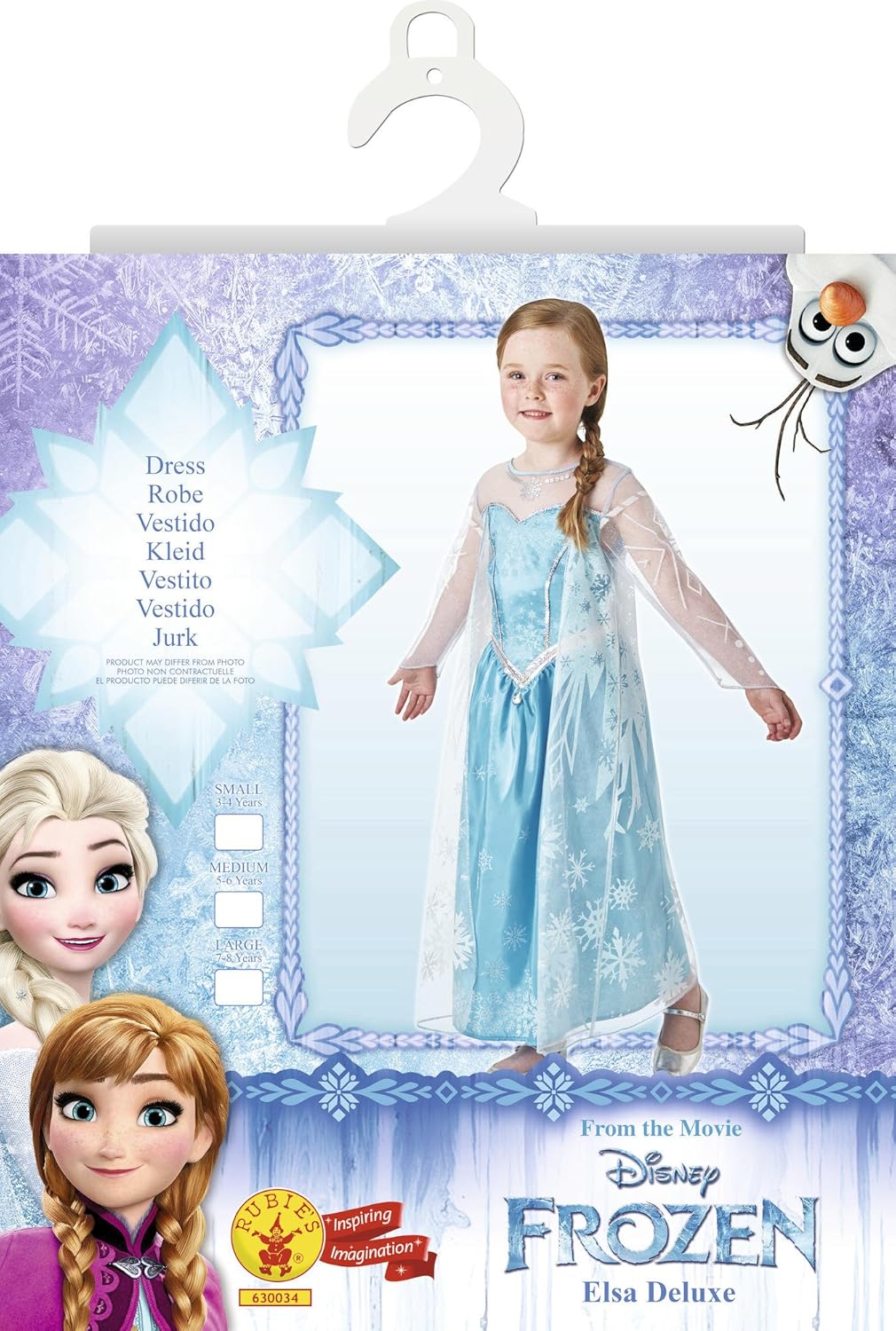 Rubie's 3630034 - Elsa Frozen Deluxe, Action Dress Ups und Zubehör, M