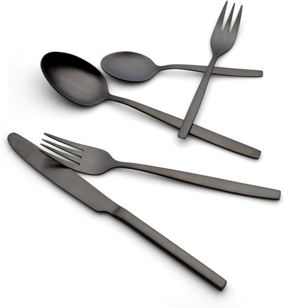 Echtwerk EW-BS-3055S Tafelbesteck Positano-Black Edition, 30-teilig, für 6 Personen, Edelstahl 18/10