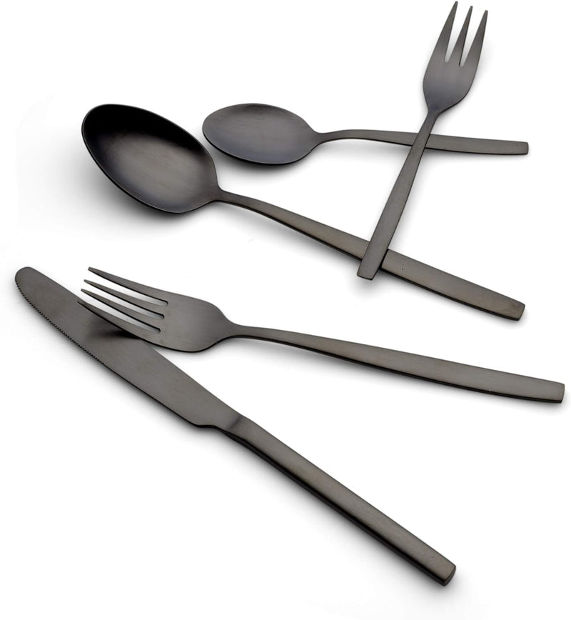Echtwerk EW-BS-3055S Tafelbesteck Positano-Black Edition, 30-teilig, für 6 Personen, Edelstahl 18/10