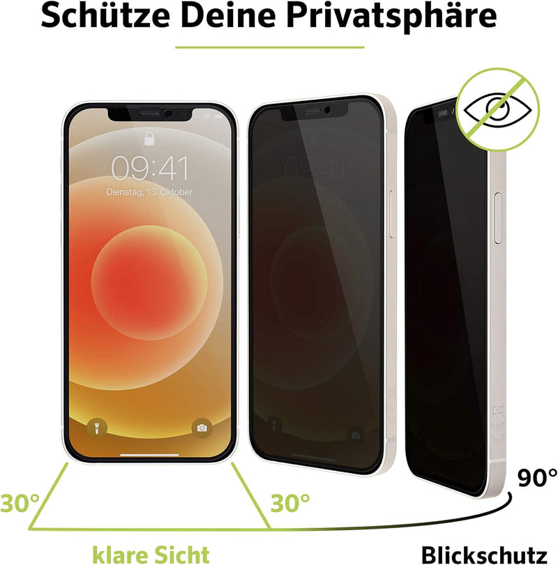 Artwizz PrivacyGlass Schutzglas kompatibel mit iPhone 12 Mini (5,4 Zoll) - Displayschutz mit Anti-Sp