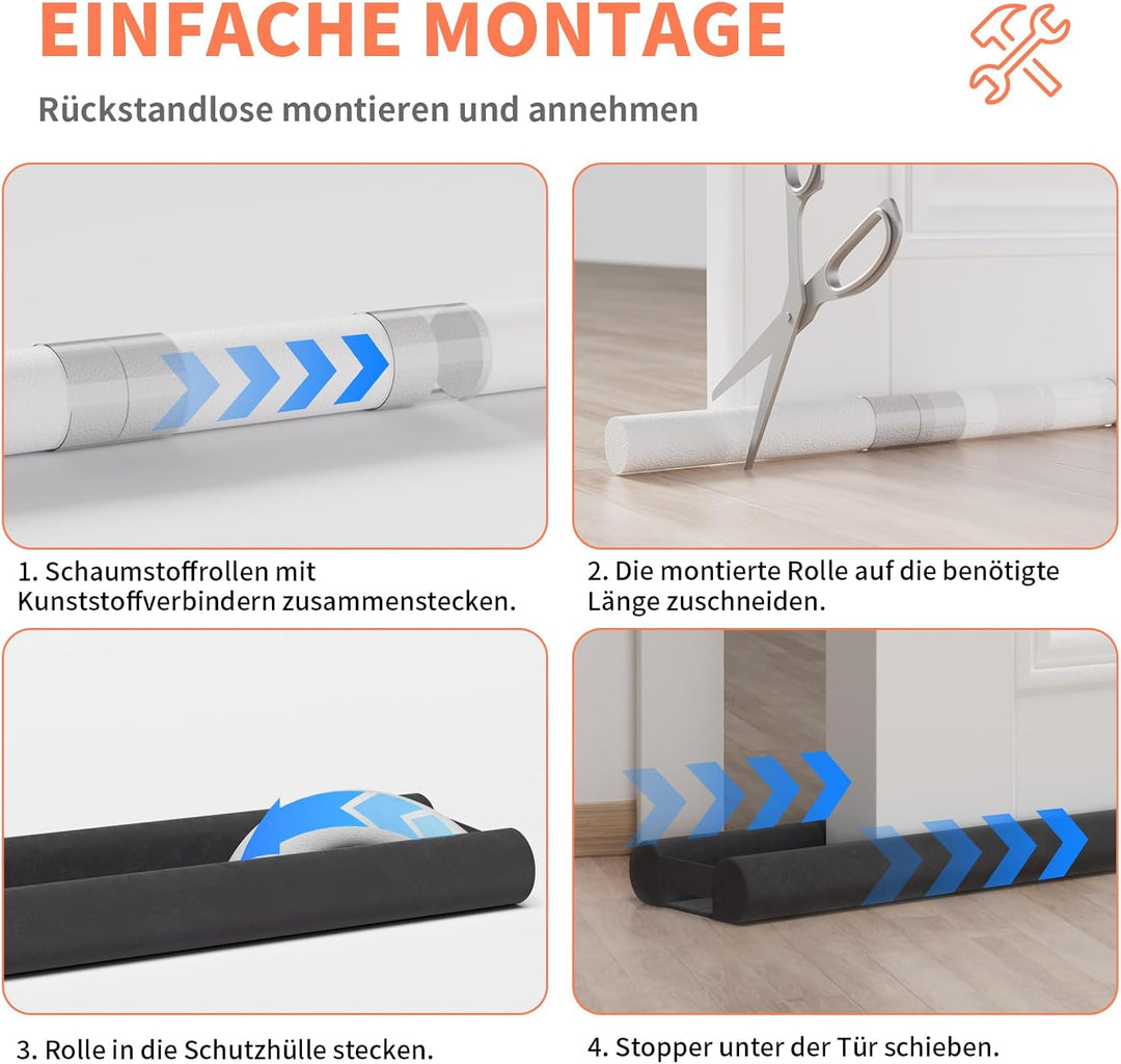 Zugluftstopper für Türen Rückstandlos Türdichtung Haustür 60-110CM Windstopper Kälteschutz Schallsch