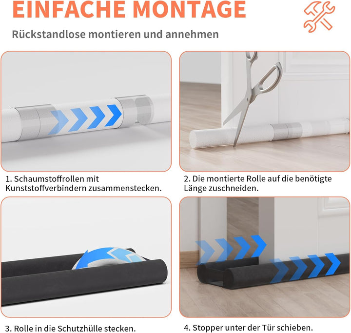 Zugluftstopper für Türen Rückstandlos Türdichtung Haustür 60-110CM Windstopper Kälteschutz Schallsch