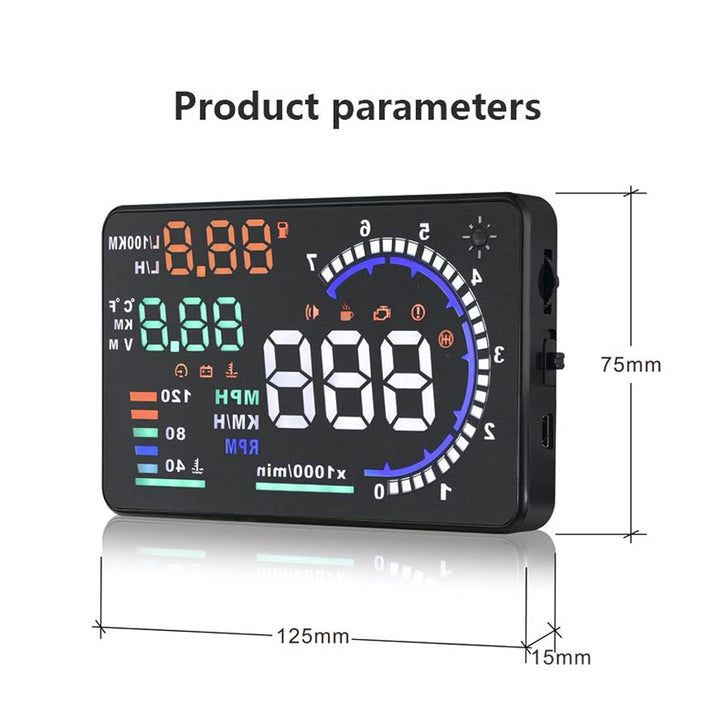 Geloo Auto HUD Head Up Display A8 5,5 Zoll OBD2 Digital HUD Geschwindigkeitsmesser über Geschwindigk