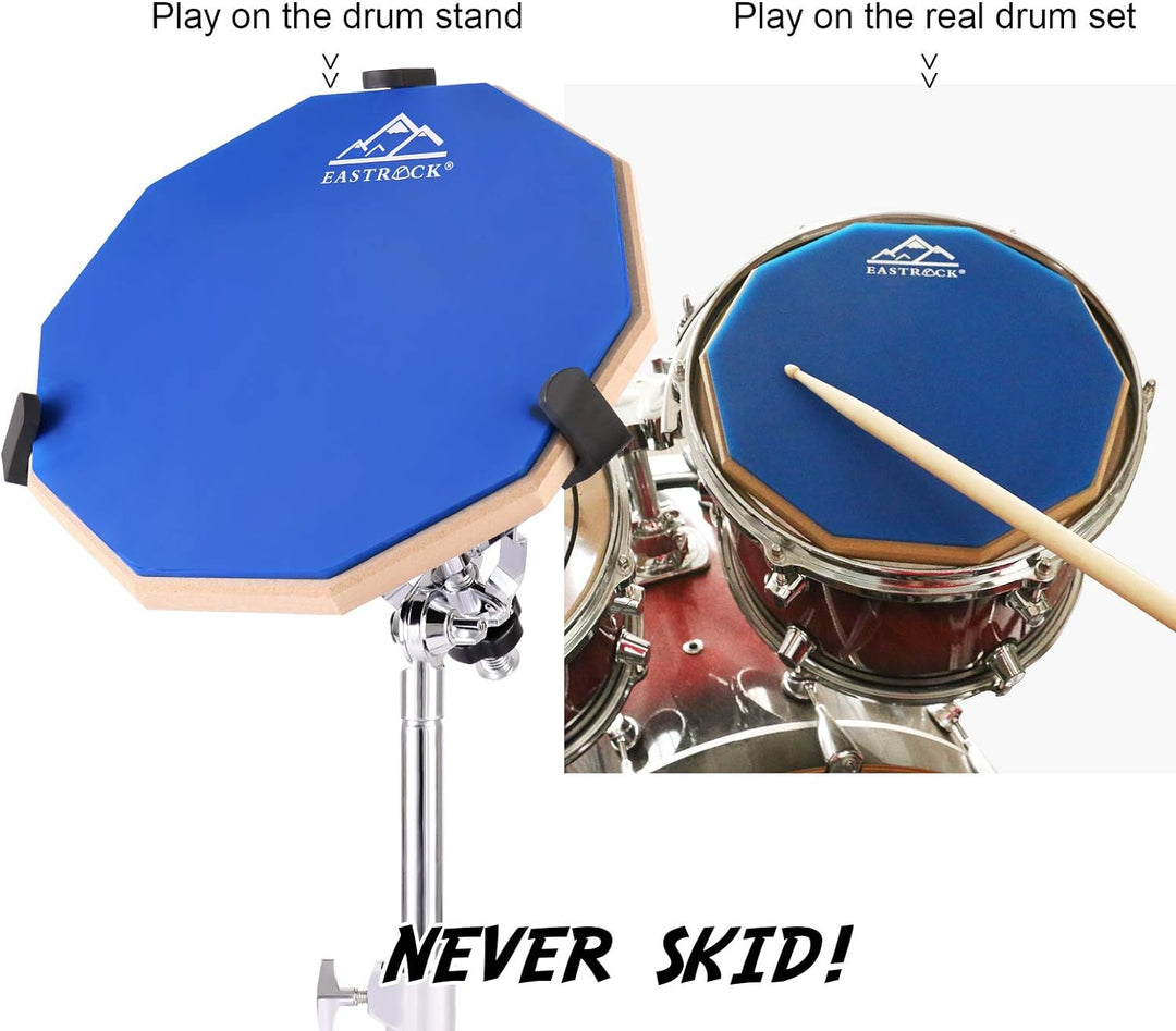 EASTROCK Übungspad, 27,9 cm, doppelseitig, Silent, Schlagzeug-Pad, Gummi Dumb Drum mit Drumsticks un