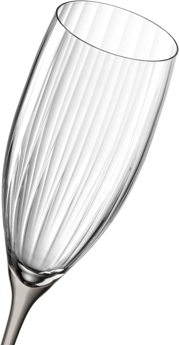 Leonardo Poesia Sektglas 6er Set, spülmaschinengeeignetes Champagnerglas, Höhe 25 cm, 250 ml, grau,