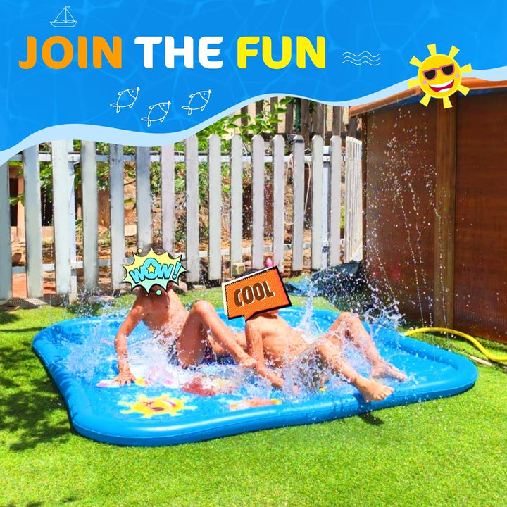 Peradix Splash Pad,170CM Sprinkler Wasser-Spielmatte Anti-Rutsch Splash Play Matte Sommer Outdoor Ga