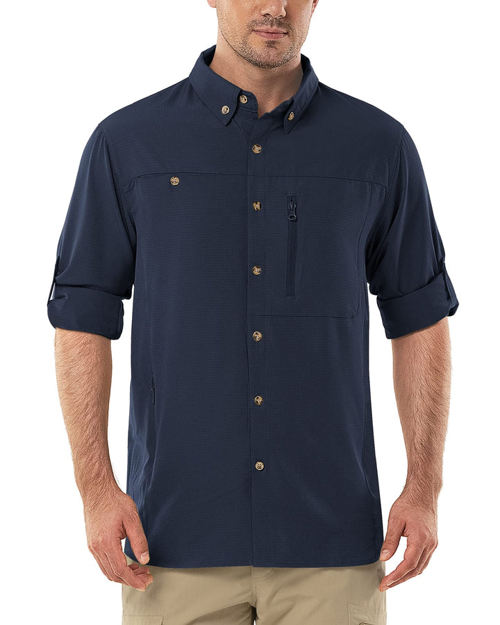 Herren Langarm Hemd Outdoor Hemd Männer Langarmhemd Schnelltrocknendes Leichtes Funktionshemd Atmung