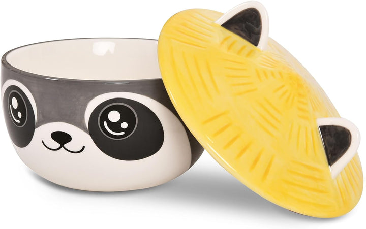 Elbenwald Waschbär Kawaii Schale mit Deckel für Anime Fans Ramen-Bowl Müslischale rundumbedruckt 550