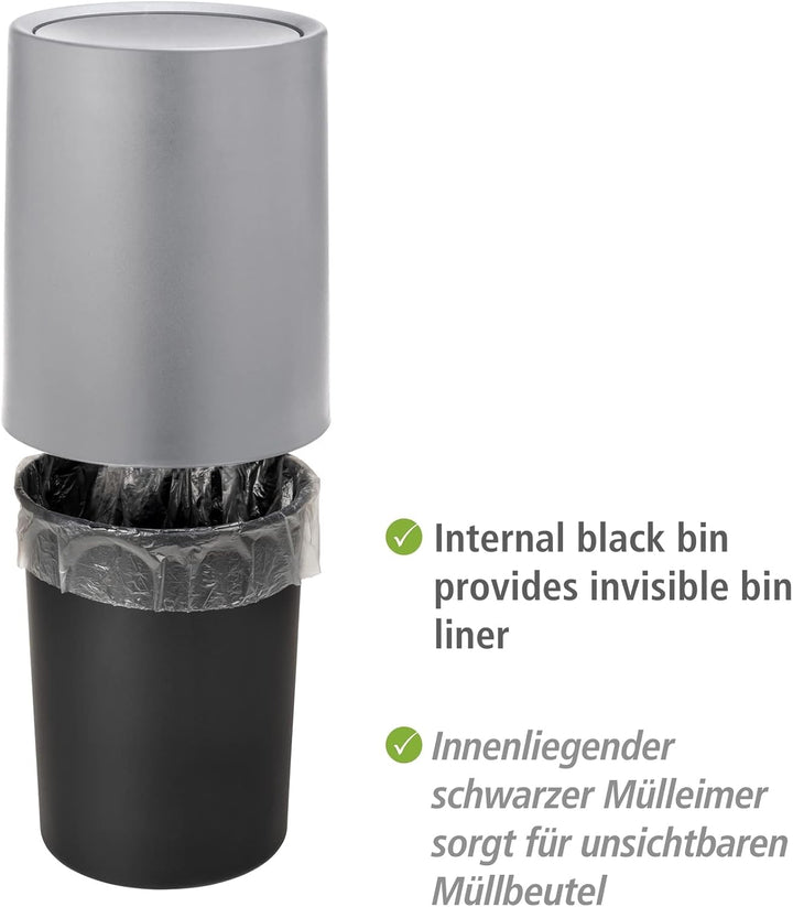 WENKO Schwingdeckeleimer Mod. Atri, 6 Liter Kosmetikeimer mit Deckel aus hochwertigem Kunststoff mit