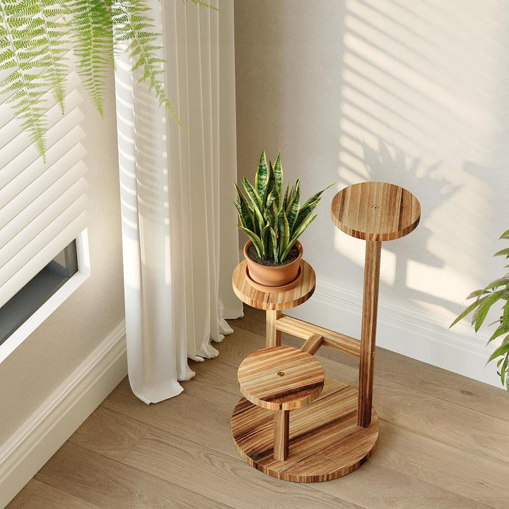 3-stufiger hoher Pflanzenständer für den Innenbereich, Eckregal für Pflanzenregale aus Holz, mehrstu