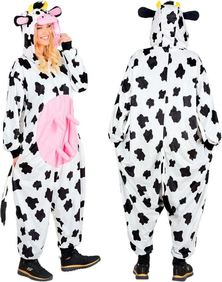 W WIDMANN MILANO Party Fashion - Tier Overall für Erwachsene, weicher Plüsch Jumpsuit mit Kapuze, Ti
