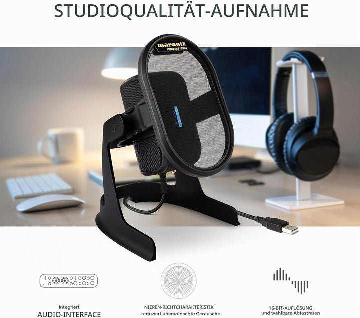 Marantz Professional Umpire – USB-Mikrofon für Aufnahmen, Podcasts, Streaming und Gaming mit Tischst