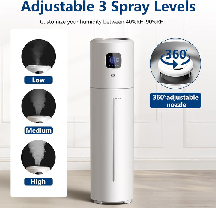 Grosse Luftbefeuchter für das Schlafzimmer, 9L/2,5Gal Ultrasonic Cool Mist, Leicht zu reinigen mit 3