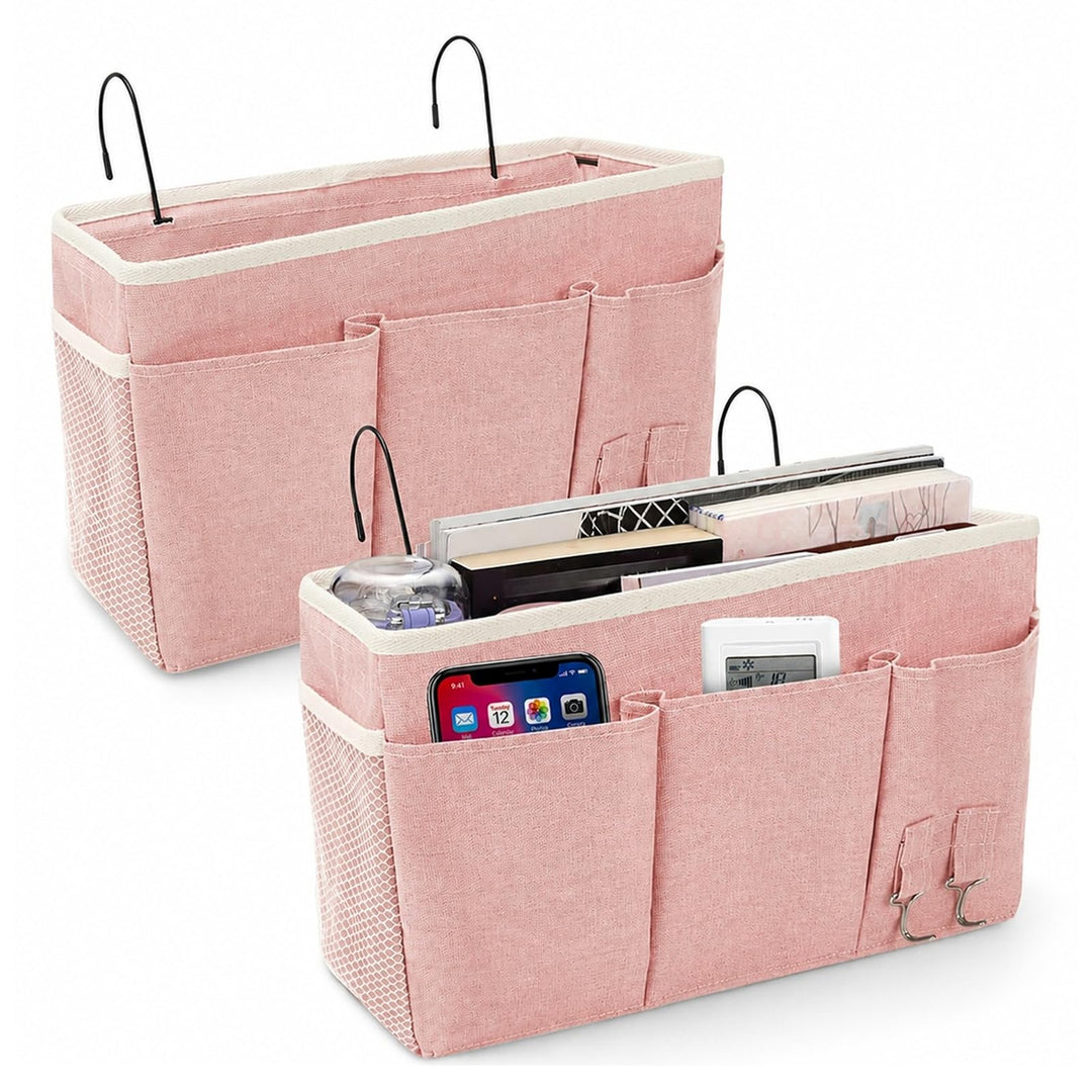 2er Set Bett Organizer zum Einhängen mit Bodenplatte – Hängeorganizer für Bett &amp; Hochbett, Hängeaufb