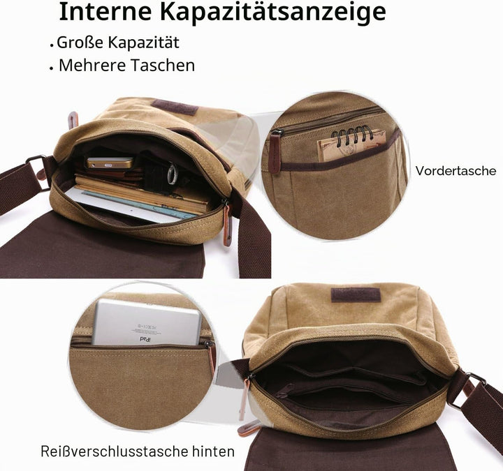 FANDARE New Umhängetasche Herren Studenten Reisen Postbote Crossbody Bag Grosse Kapazität Multi-Tasc