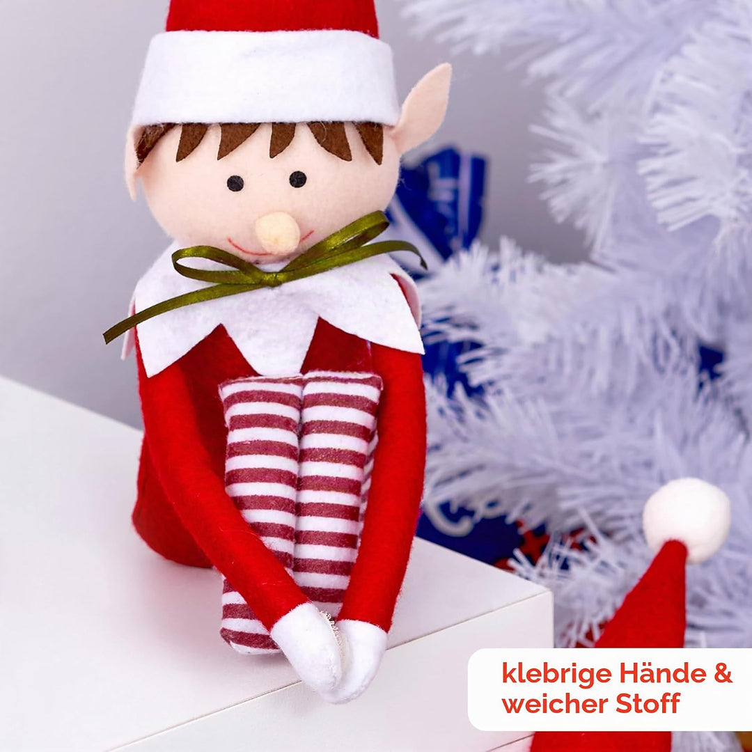 The TWIDDLERS 3 Sitzende Wichtel Figuren zu Weihnachten aus Filzstoff (48 cm hoch) - Deko Weihnachts