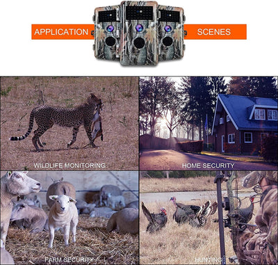 BlazeVideo 32MP Wildkamera Nachtsichtkamera Wildtier Kamera mit 1296P H.264 MPV Video, Bewegungmelde