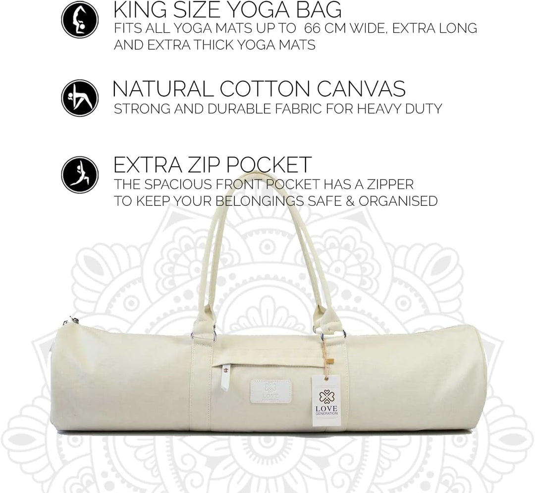 Love Generation Sport &amp; Freizeit-Fitness-Yoga-Taschen für Yogamatten XL Cremeweiss rund, Cremeweiss