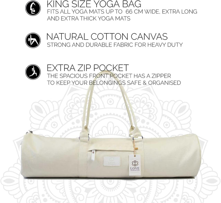Love Generation Sport &amp; Freizeit-Fitness-Yoga-Taschen für Yogamatten XL Cremeweiss rund, Cremeweiss