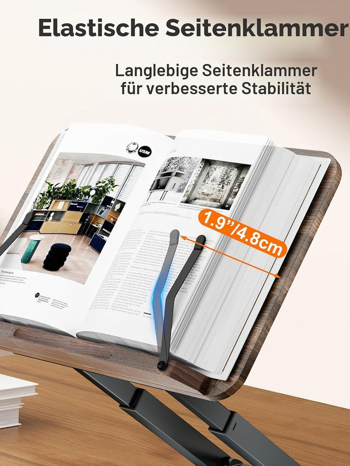 Tounee Buchständer, Teleskop-Buchhalterständer, höhenverstellbar, ausziehbares Design, ergonomischer