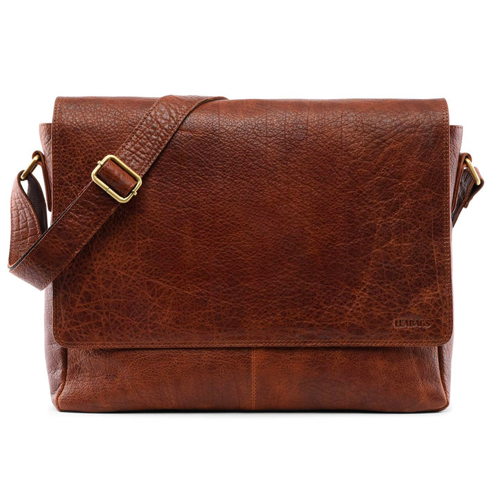 LEABAGS Oxford Laptoptasche Leder 15 Zoll Herren Damen Echtleder 38x10x31 cm Rosso, 38x10x31 cm Ross