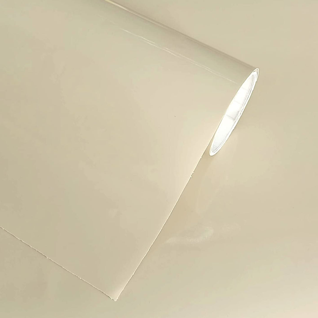 Selbstklebendes Vinyl, Beige, glänzend, 60 x 300 cm, für Möbel, Küche, Wände, Fenster, Bastelarbeite